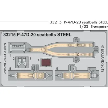 Plastikový model Eduard 1/32 P-47D-20 seatbelts STEEL (TRUMPETER)