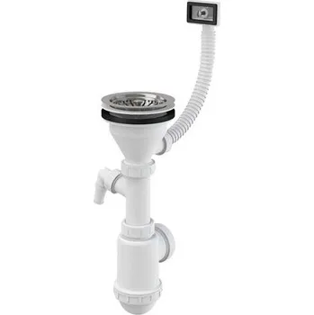 Sifon Sifon dřezový DN 50 s nerezovou mřížkou Ø 115mm flexi přepadem a přípojkou