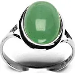 Zlatý prsten, přírodní avanturin, bílé zlato - T 1454 m (avanturin 14x10 mm)