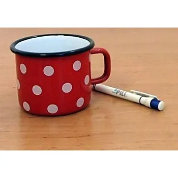 Hrnek smaltovaný 9cm/0,5l červený puntík