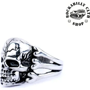 Prsten Prsten stříbrný Rocka Skull & Bones Silver - 18mm