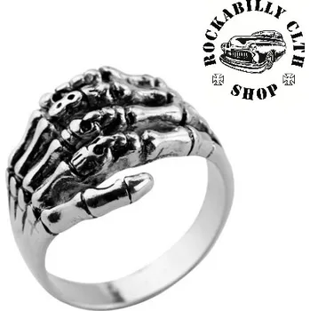 Prsten Prsten stříbrný Rocka Skull Hand Silver - 20mm