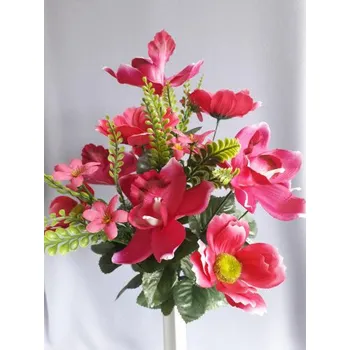 umělá květina Kytice orchidej, kosmos J108/fuchsie