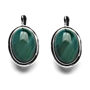 Náušnice Zlaté náušnice, přírodní kámen zelený achát barvený, bílé zlato - NK 1454 (achát 14x10 mm)