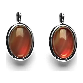 Náušnice Zlaté náušnice, přírodní kámen světlý karneol, bílé zlato - NK 1454 (karneol 14x10 mm)