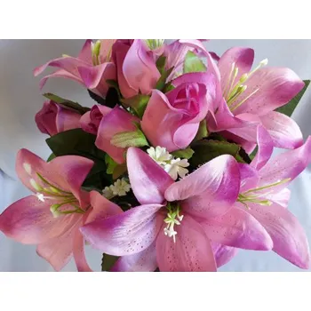 umělá květina Lilie růže, 6 barev, Barva růžová H233