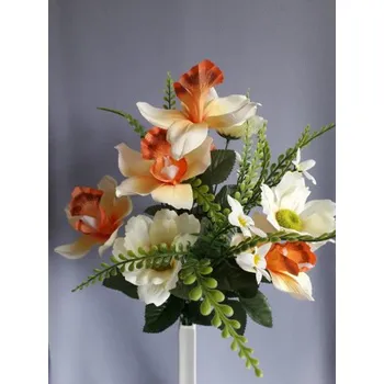 umělá květina Kytice orchidej, kosmos J108/sv. žlutá-oranž.