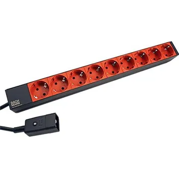 Napájecí panel PDU BACHMANN Napájecí panel 1U, 9x zásuvka DE, vidlice C20, červený, 3m (333.937) - 19.07.1761