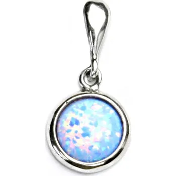 Přívěsek Sříbrný přívěsek, syntetický světle modrý opál 8 mm, přívěšek ze stříbra, P 1503