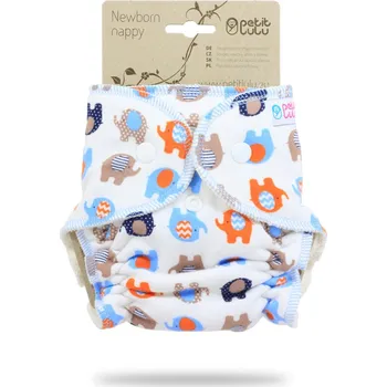 Plenkové kalhoty Recenze Petit Lulu novorozenecké plenkové kalhotky Sloníci oranžové