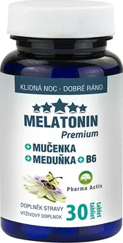 Přípravek na podporu paměti a spánku Pharma Activ Melatonin Premium + Mučenka + Meduňka + B6 30 tbl.