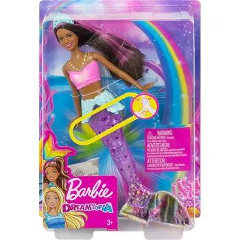 Panenka Barbie Svítící mořská panna černoška