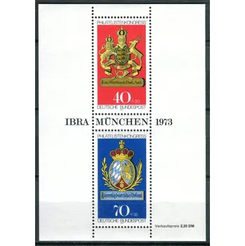 Poštovní známka (1973) MiNr. 766 - 767 ** - Německo - BLOCK 9 - Poštovní známka Württembersko a Bavorsko