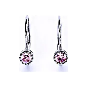 Náušnice Zlaté náušnice, bílé zlato, růžový zirkon, VE 141