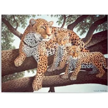 Malování podle čísel- Leopard s mláďaty