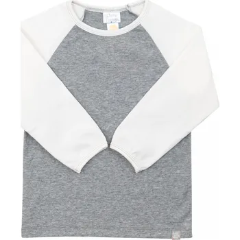 Dívčí oblečení bílo-šedé bavlněné tričko s dlouhým rukávem