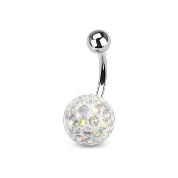 Piercing Šperky4U Piercing do pupíku s kamínky Crystals From Swarovski® AB - BS01015AB-10
