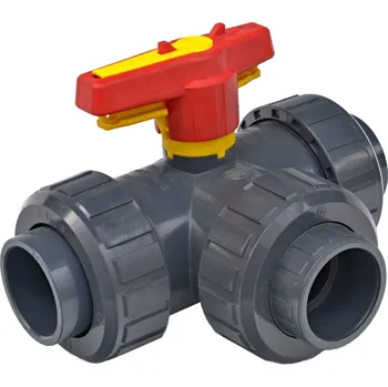 PVC kulový třícestný ventil - Praher - Typ L - O 50mm