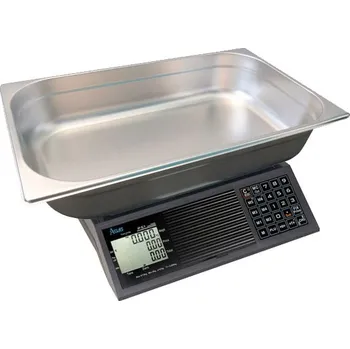 Obchodní váha ACLAS PS1-15B-MR, 6/15kg, 530mmx325mm Levná obchodní pultová váha na ryby s výpočtem ceny a nerezovou miskou na ryby