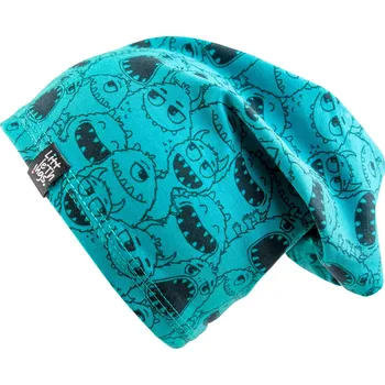Čepice tyrkysová bavlněná čepice s příšerkami