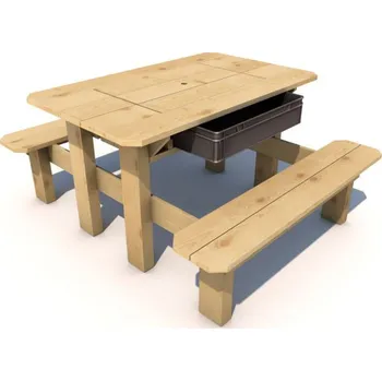 Pískoviště Piknikový stolek IMPREGNOVANÝ s plastovým boxem