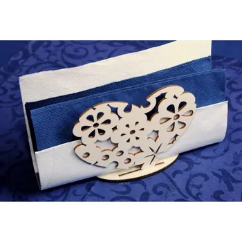 Svatební dekorace Stojánek na ubrousky - srdíčko s kytičkami