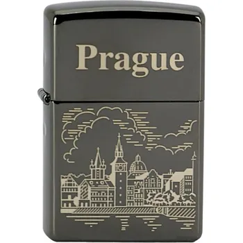 Zapalovač Zapalovač ZIPPO#24756 / 26560, Prague, Black Polished Chrome