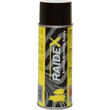 Značkovač ve spreji, originál RAIDEX - 400 ml, skot, kozy, prasata - žlutý speciál na černá zvířata