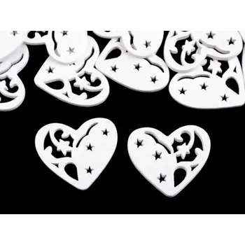 Dřevěná dekorace srdce - bílá