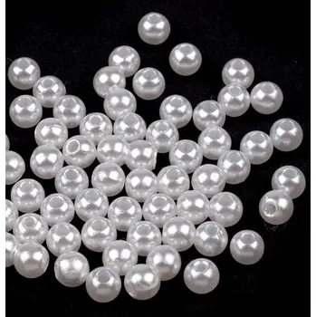 Dětské navlékací korálky Plastové perličky - korálky průměr 4mm - bílá (balení 100ks)