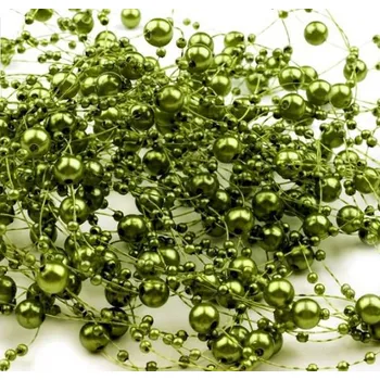 Svatební dekorace Perličky/perly na silonu zelená