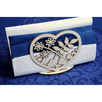 Svatební dekorace Stojánek na ubrousky - srdíčko s listy