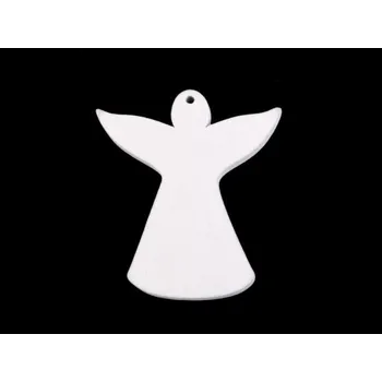 Vánoční dekorace Dřevěný anděl k zavěšení / nalepení - bílá