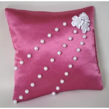 Svatební dekorace Šatoli.cz Růžový polštářek pod prstýnky s perličkami