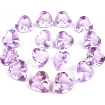 Plastové broušené kameny srdce světle fialová