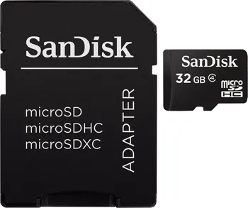 Paměťová karta SanDisk microSDHC 32 GB + adaptér
