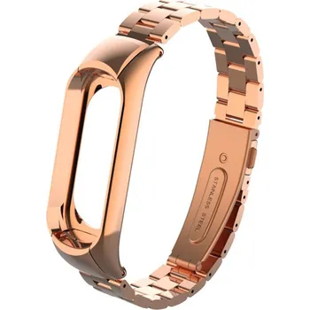 Sportovní měřič OEM POUZE Xiaomi MiBand 3 luxusní ocelový náramek Barva: RoseGOLD /Zlatá