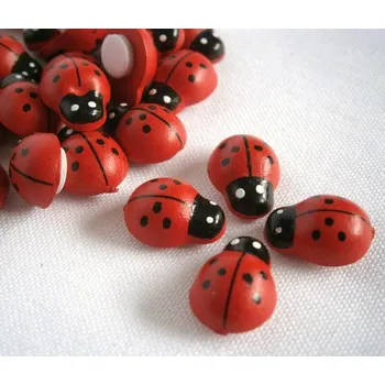 Dřevěná hračka Dřevěná beruška s lepítkem 1cm - červená