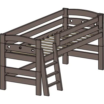 Dětská postel Bezpečná zvýšená postel z masivu FIJA NB, barevná nízká palanda 90x200 ROALHOLZ