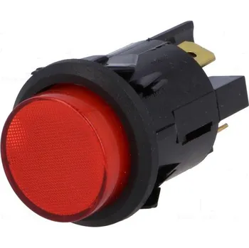 vypínač BULGIN Tlačítkový spínač prosvětlený 2x spín. ON-OFF červený podvětlený