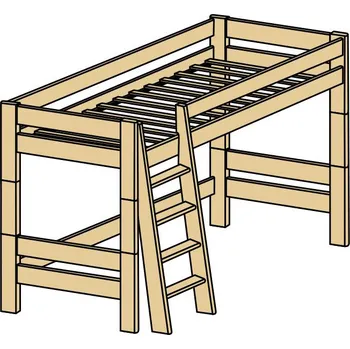 Dětská postel Moderní patrová postel z masivu INGE V, horní spaní masiv 90x200 ROALHOLZ