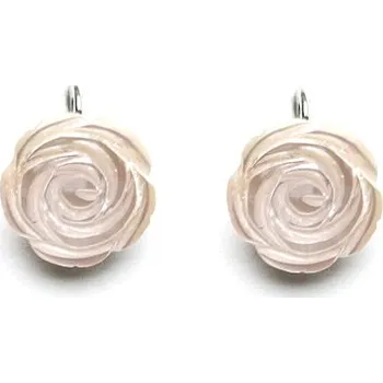 Náušnice Stříbrné náušnice, přírodní růžová perleť, růžička 16 mm, NK 1298