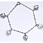 Stříbrný náramek se Swarovski čirými krystaly, srdce, R 1396
