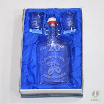 Malá sada láhev pískovaná Butylka dva panáky 0,2l 20let