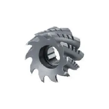 Fréza Fréza válcová čelní nástrčná, polohrubozubá - 80x45 mm, HSS, ČSN 222052.1 (F622970. Unášení kameny na hřbetu frézy. Fréza nástrčná čelní s lamačem, materiál HSS, průměr 80 mm, výška 45 mm, upínací průměr 27 mm, 10 zubů. ZPS Zlín)