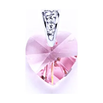 Šperk Přívěsek stříbrný, srdce s krystalem Swarovski ( light rose)P 1306