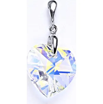 Šperk Stříbrný přívěšek s krystalem Swarovski srdce AB krystal,šperk,přívěšek ze stříbra, P 1313/22