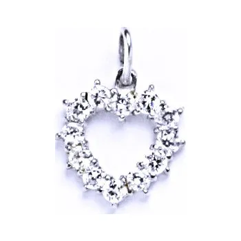 Přívěsek Stříbrný přívěšek srdce s čirými zirkony, šperky, P 1007