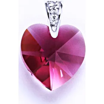 Přívěsek Přívěsek stříbrný srdce s krystalem Swarovski ( fuchsia) P 1306