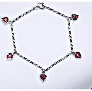 Náramek Stříbrný náramek se Swarovski krystaly rose, srdíčka, R 1315